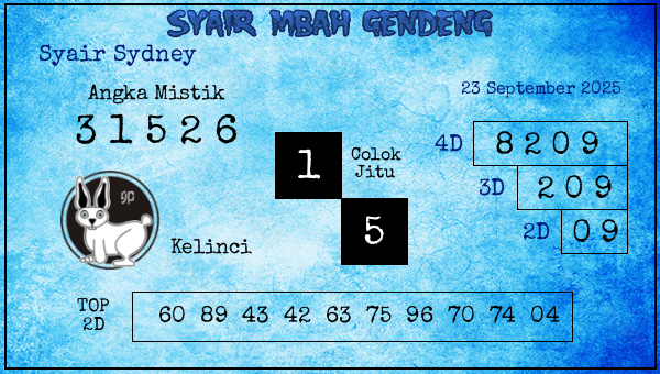 - Syair Sydney